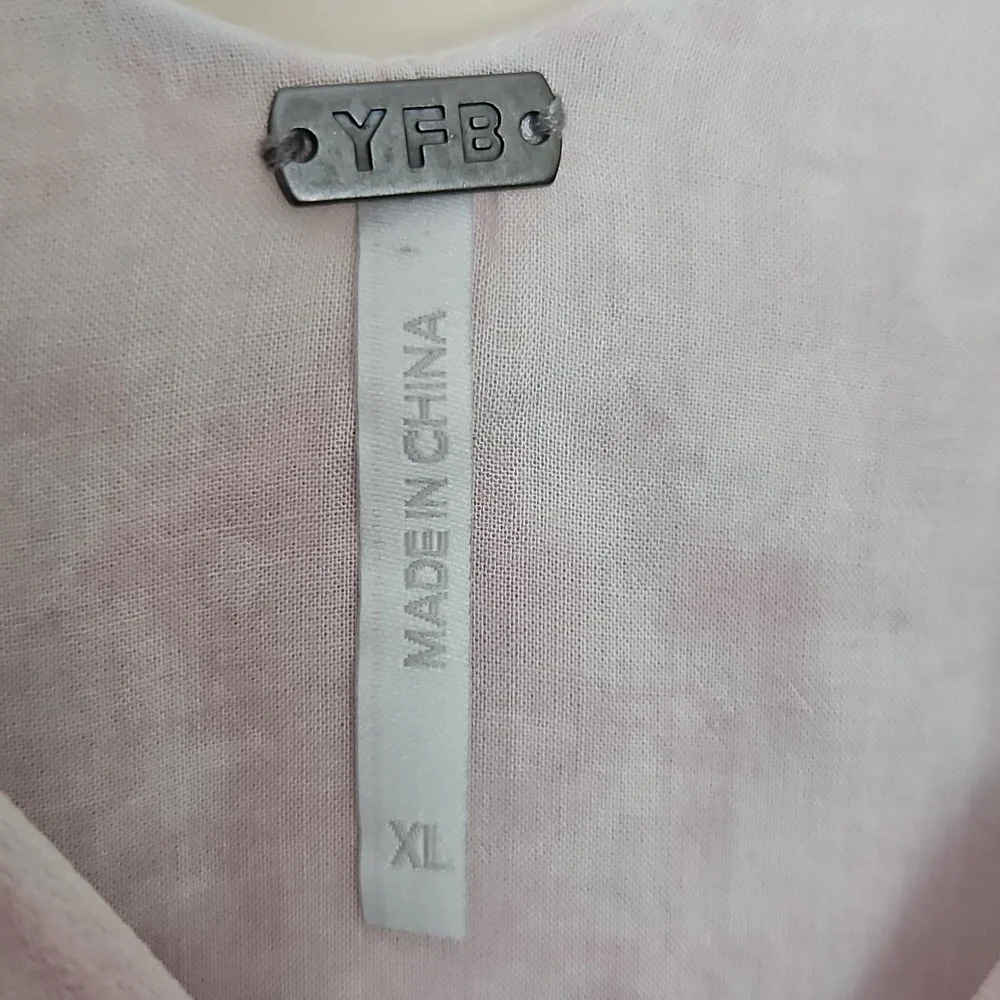 Young Fabulous & Broke Tie Dye Pink and White Sleeveless V-Neck Maxi Sundress XL - Picture 10 of 14